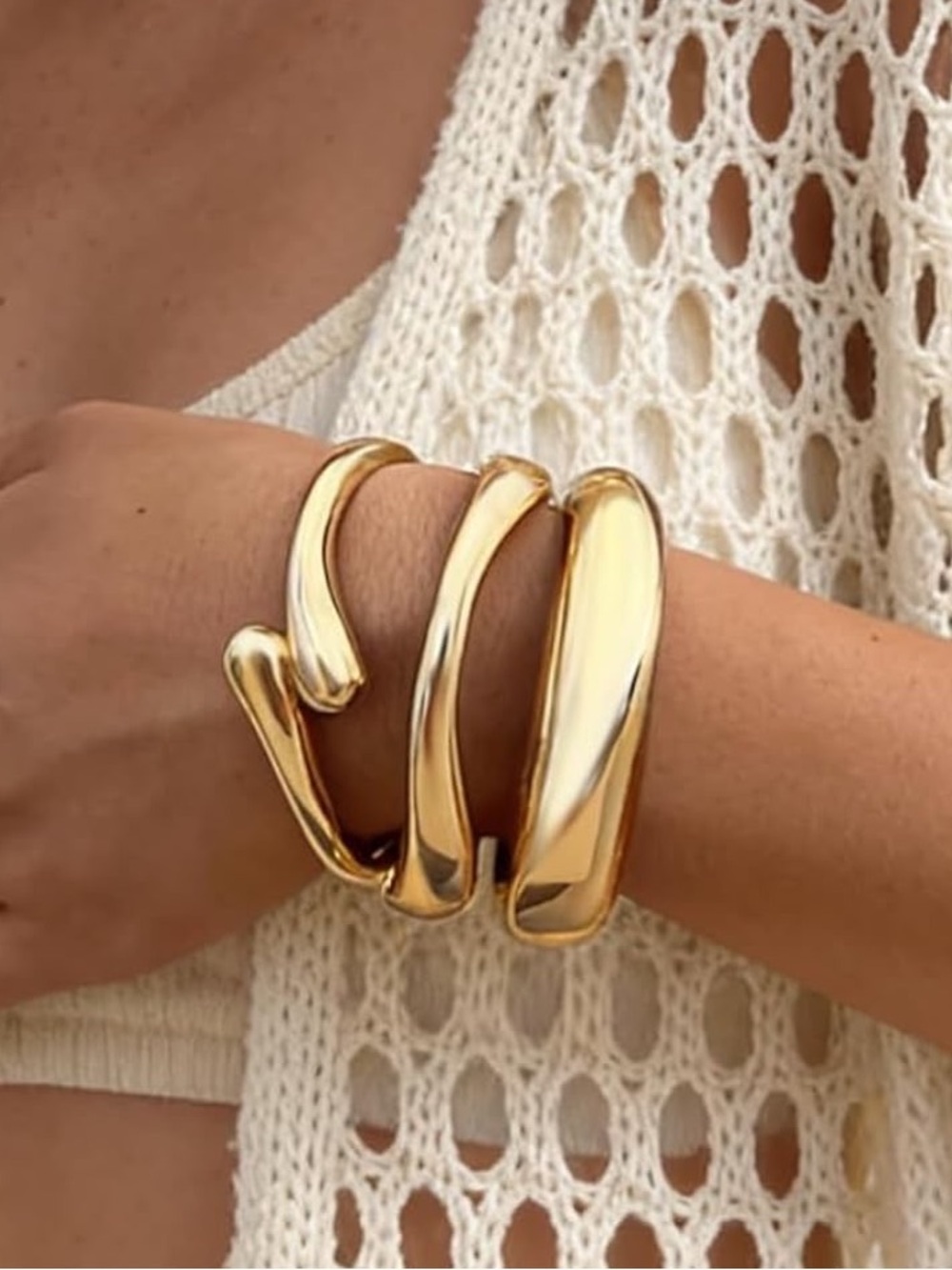 Anthropologie Gold-tone Sculptural Spiral Cuff Bracelet - Picture 2 of 5